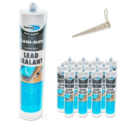 Image of 12 x Bond It Flash Mate Grey flashing Silicone lead Sealant EU3 seals and repairs lead, leaks saves using mortar on flashings.