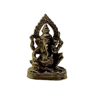 Image of VIE Naturals Miniature Brass Figurines, Ganesh Sitting Holding Placque