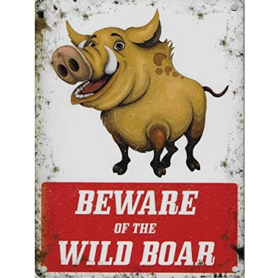Image of HONGXIN Beware of the Wild Boar Retro Iron Painting Tin Wall Signs Warning Sign Metal Plaque Poster Art Decoration Bar Cafe Garage Office