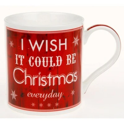 Image of Vintage Lane I wish it could be Christmas everyday Festive Mug with Gift Box