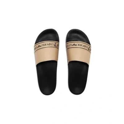 Image of EA7 Emporio Armani Water Sports Unisex Pool slides, Size: 6.5, Black/gold Synthetics