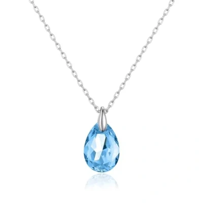 Image of Philip Jones Sterling Silver Aquamarine Necklace Created with Zircondia® Crystals