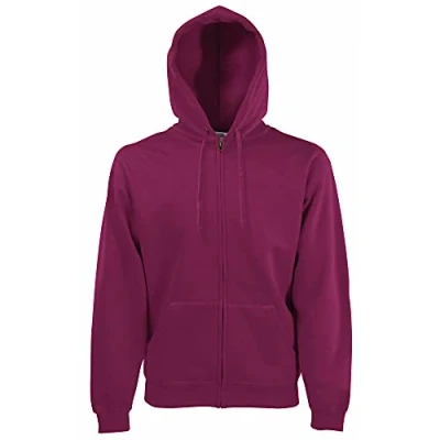 Image of Fruit of the Loom Men&#039;s Zip Front Premium Hooded Sweat Jacket, Burgundy, X Large