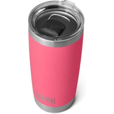 Image of YETI Rambler Tumbler, Vaccum Insulated Stainless Steel Tumbler with Magslider Lid, Tropical Pink, 20 oz (591 ml)