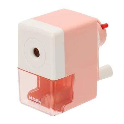 Image of M&amp;G Manual Pencil Sharpener, Hand Crank Pencils Sharpener Five Position Pen Tip Adjustable Office Supplies for Classroom Office, Pink