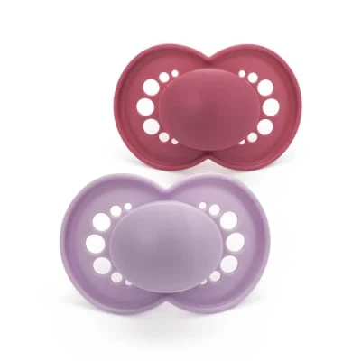 Image of MAM Original Soother 6+ Months (Pack of 2), Baby Made from Sustainable Material, SkinSoft Silicone Teat, with Case, Pink (Designs May Vary)