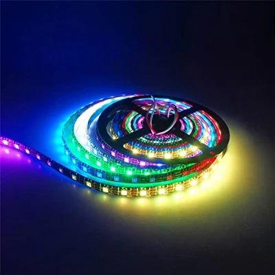 Image of Boarda 5V WS2812B RGB 5050SMD Individually addressable LED Strip Light ,16.4ft Programmable 60LEDs/m IP65 Dream Color DIY Projects Lighting Black PCB