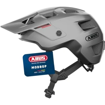 Image of ABUS MTB helmet MoDrop robust bike with good ventilation for mountain bikers individual fit unisex silver, size M