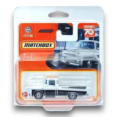 Image of Matchbox Dodge Sweptside Pickup (White &amp; Black) 2023 14/100 (Short Card) COMES IN A KLAS CAR KEEPER SHORT CARD PROTECTOR CASE HLD38, MB063