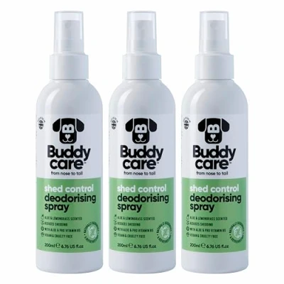 Image of Buddycare Dog Deodorising Spray for Dogs With Aloe Vera and Pro Vitamin B5 (Aloe &amp; Lemongrass, 200ml x3)