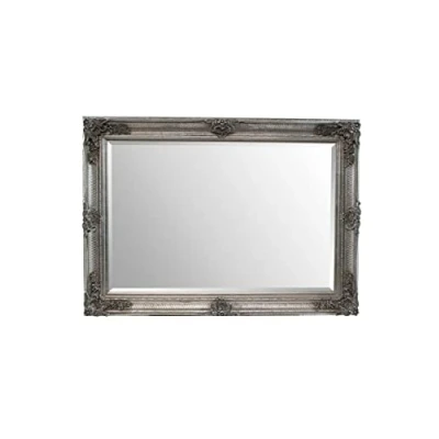 Image of Milton Manor Silver Antique Style Wall Mirror Wood Based 3Ft7 X 2Ft7 110cm 79cm