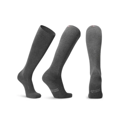 Image of DANISH ENDURANCE Compression Socks Men &amp; Women, Organic Cotton Flight Socks, Graduated 14 18 mmHg, Unisex, 39 42, Grey