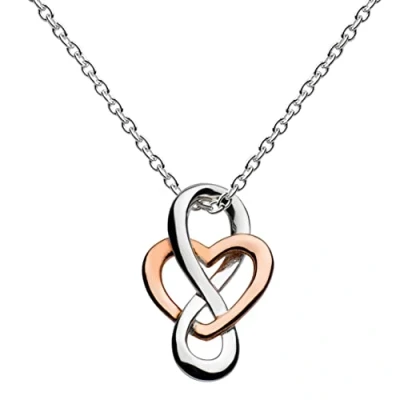 Image of Heritage Sterling Silver and Rose Gold Plated Celtic Looped Heart Necklace of Length 45.7 cm