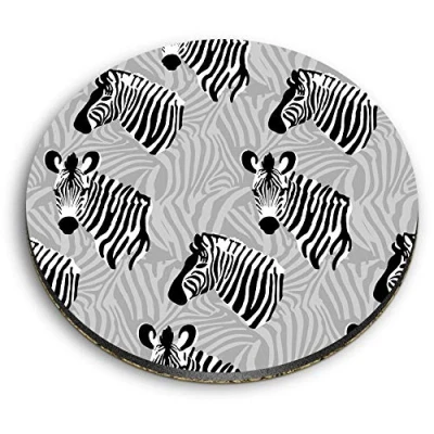 Image of 1 x Round MDF Magnet Zebra Print Animal Head 36703