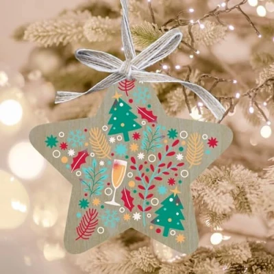 Image of Uniqicon 35Pcs Wooden Stars For Crafting, 3mm Ornaments The Home, DIY Slices Craft, 1/8 Inch Extra Thick Christmas Tree Hanging Decorations Xmas Decoration