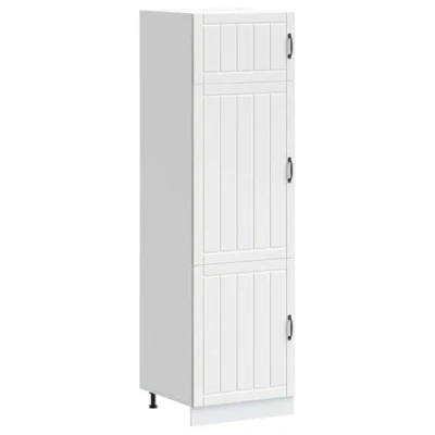 Image of vidaXL Lucca Kitchen Cupboard White Engineered Wood Storage Cabinet with Doors &amp; Adjustable Feet, 60x57x207 cm