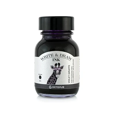 Image of Octopus Write and Draw Ink 410 Violet Giraffe Waterproof for Writing Drawing, Calligraphy Ink, Non fading Drawing Fountain Pen, Purple, 50 ml