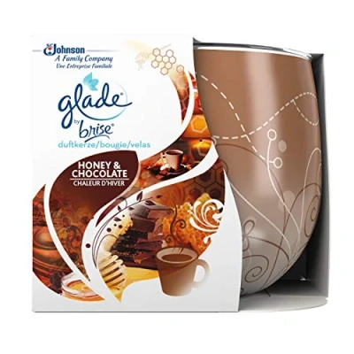 Image of Glade (Breeze) Scented Candle up to 30 Hours Burning Time, in Glass, Honey &amp; Chocolate, Pack of 2 (2 x 120 g)