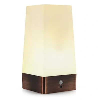 Image of The Glowhouse Wireless PIR Motion Sensor LED Night Light Battery Powered Table Lamp (Square)
