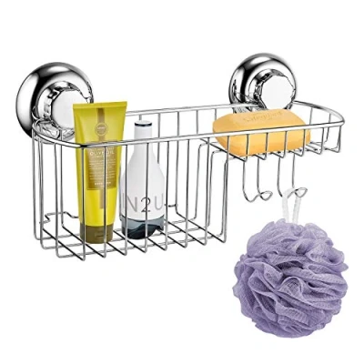 Image of MaxHold No Drilling/Suction Cup Multi Functional Combo Basket Vaccum System Stainless Steel Never Rust for Bathroom &amp; Kitchen