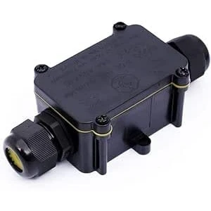 Image of IP68 2/3 Way Waterproof Outdoor 3 Cable PG9 Black Plastic Connector Gland Electrical Junction Box 240v UK Mains, Easy Insertion and Extraction (2 Box)