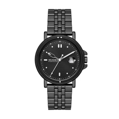Image of Skagen Men&#039;s Watch Signatur Sport Three Hand Date, Black Stainless Steel, SKW6920