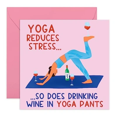 Image of Central 23 Fun Birthday Cards for Her &#039;Yoga Reduces Stress&#039; Card Him Yoga Mum Sister Comes with Stickers