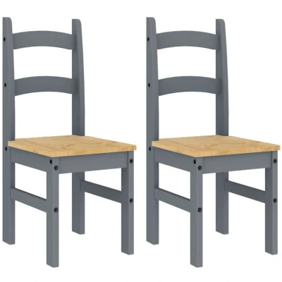 Image of vidaXL Dining Chairs 2 pcs Grey 40x46x99 cm Solid Wood Pine