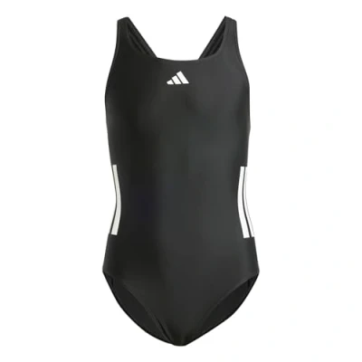 Image of adidas Girl&#039;s 3 Stripes C Back Swimsuit Kids, Black/White, 11 12 Years