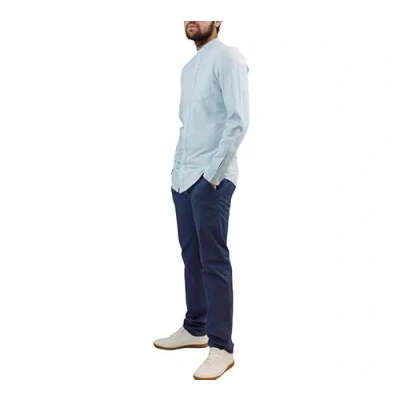 Image of Popoqo Mens Chino Trousers Slim Fit Stretch Casual Jeans Cotton Navy Blue Pant 34W / 32L