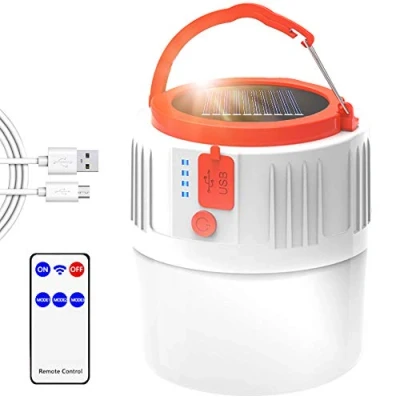 Image of LETOUR Solar Camping Lights, 2200mAh 2000lumens Lantern Tent Light 5 Modes with Remote Control, USB Rechargeable Portable Power Bank Hanging for Hiking Outdoor Emergency