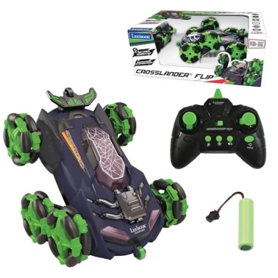 Image of Lexibook RC45 Crosslander Flip, Remote Control car, up to 8km/h, 360 Figure, Sound and Light Effects, Smoke Jet, 6 Wheels, Rechargeable, S, Verte