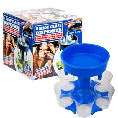 Image of VFM Shot Buddy Multiple Drink Dispenser, Multi Shot, Alcohol, Liquor, Party Games, Celebrations, Gatherings, For Adults, Fun, Glasses, Hen Do, Stag