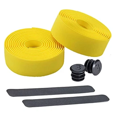 Image of BBB Cycling Bike Handlebar Tape Road Foam Grip Includes Plugs RaceRibbon BHT 01 Yellow