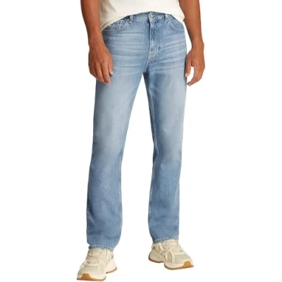 Image of Tommy Jeans Men&#039;s Ryan Regular Straight Fit Jeans, Blue (Denim Light), 30W/32L