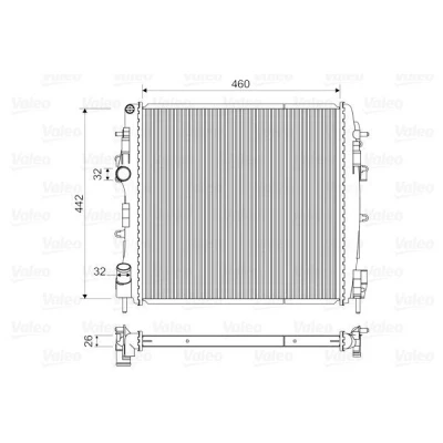 Image of 8200384071 Engine radiator VALEO 734922 Aluminium 461mm 451mm 26mm without coolant regulator Brazed cooling fins RENAULT: Kangoo I