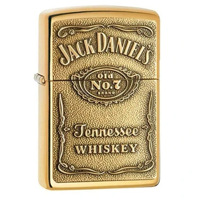 Image of Zippo Brass Jack Daniel&#039;s Windproof Cigarette Lighter Genuine Smokers Accessory