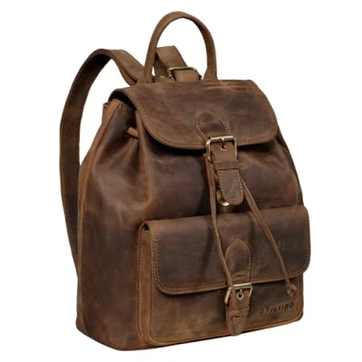 Image of STILORD &#039;Destiny&#039; Ladies City Backpack Leather Vintage Daypack Rucksack Handbag Womens Shoulder Bag Travel Work Genuine Leather, Colour:middle brown
