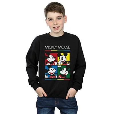 Image of Disney Boys Mickey Mouse Square Colour Sweatshirt Black 5 6 Years