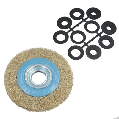 Image of Steel Wire Wheel/Brush with Shaft adapters for 6&quot; and 8&quot; Bench Grinders TE013