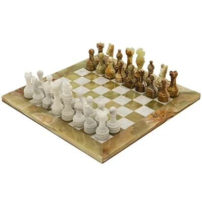 Image of The Alghero Onyx and Marble Chess Set