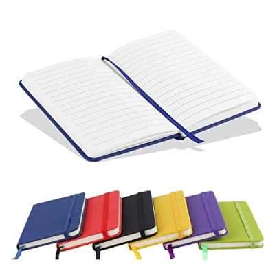 Image of A6 Notebooks, Pocket Notebook Note Pads Small Notebooks Hardback Notepad Journal 160 Pages (80 Sheets) Blue