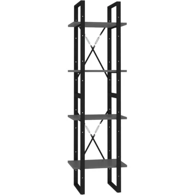 Image of vidaXL 4 Tier Book Cabinet Grey 40x30x140 cm Engineered Wood
