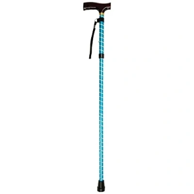 Image of Drive Devilbiss Folding Cane in Blue Twist Walking Stick Mobility Aid Adjustable Non Slip