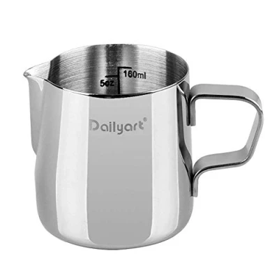 Image of Dailyart Small Milk Jugs 200ml/350ml/600ml/900ml (6.5oz/12oz/20oz/32oz) Jug Stainless Steel Coffee Frother Pitcher Cup for Making Cappuccino Frothing Machine