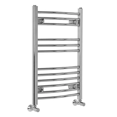 Image of Warmehaus Curved Bathroom Heated Towel Rail Radiator Rad Warmer 750 x 495 Chrome Central Heating Ladder