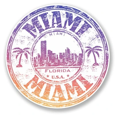 Image of 2 x 10cm Miami Florida USA Vinyl Sticker Luggage Travel Laptop Helmet #6510 (10cm 10cm)