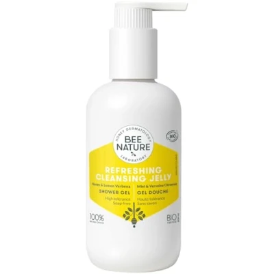 Image of Bee Nature Organic Refreshing Shower Gel Body Wash Gentle Cleansing &amp; Moisturize Honey and Lemon Verbena Scent 100% Natural Suitable for Dry, Sensitive, Prone Eczema Skin 200ml
