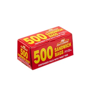 Image of Caterpack Sandwich Food Bags 500 Pack Twist Ties Freezer Safe