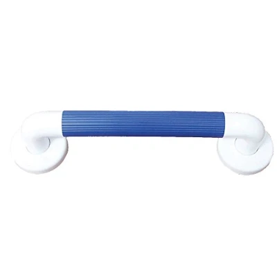 Image of Aidapt Blue Safety 300mm (12&quot;) Ribbed UPVC Plastic Grab Bar with Support Rail Aid